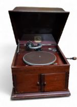 An H.M.V. Model 103 mahogany table top gramophone, with No.4 soundbox