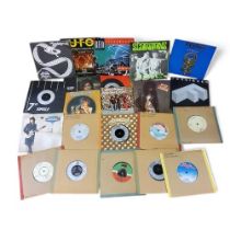Vinyl 7" singles including UFO, Shoot Shoot limited edition clear; Scorpions Is there Anybody There?