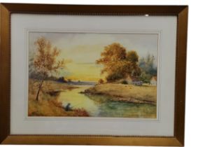 J** Wait Clark, Fishing, signed, watercolour, 31cm x 48cm