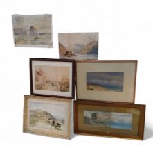 E**M**Creswick (early 20th century) Italian Lakeside, signed, watercolour, 15cm x 43cm;   Harry