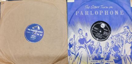 Jazz 78 Records - Elvis Presley, His Master's Voice blue labels, Hound Dog, POP 249 and 'Blue Moon'.