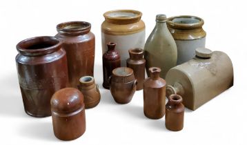 A 19th century brown salt glazed stoneware Varley's Patent telegraph insulator;   a 19th century