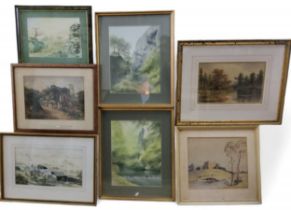 Bess Roberts, Sheffield Artist, Pike Pool, Dovedale and Lion Rock Doverdale, Derbyshire, signed,