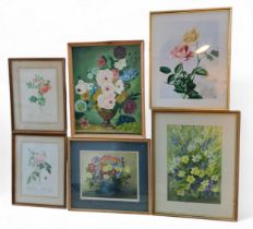 Mary W Pratt, Spring Flowers, mixed medium,  signed, 31cm x 21cm;   another, Garden Posy, 19cm x