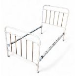 A Victorian cast iron single bed frame, painted white, 97cm high, 103cm wide, 197cm long, c.1880