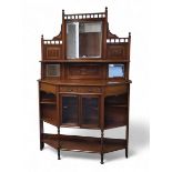 An Edwardian mahogany and marquetry side cabinet/chiffoniere, inlaid with batwing paterea, urns