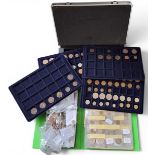 Numismatics - an A4 binder enclosing world coinage, Germany, Russia, Ireland, Greece, Spain, France,