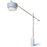 Giorgetti Italia Libra floor lamp, Carrara marble cylindrical base, designed by Mauro Todesco and