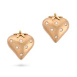 BOODLES, A PAIR OF DIAMOND STRAWBERRIES AND DREAMS EARRINGS in 18ct rose gold, each designed as a