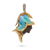 ATTR TO WILHELM SCHMIDT, AN ANTIQUE BOULDER OPAL AND DIAMOND PENDANT comprising a boulder opal
