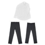 LOUIS VUITTON UNIFORM - TWO PAIRS OF MEN'S SUIT TROUSERS & A DRESS SHIRT  Condition grade B.  1.