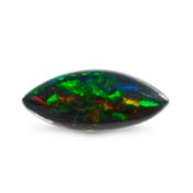 AN UNMOUNTED TREATED BLACK OPAL marquise cabochon cut, 5.20 carats. Guaranteed UK Mainland