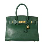 HERMÈS VERT FONCE ARDENNES BIRKIN 30 BAG Condition grade B-.  Vert Fonce Ardennes leather exterior