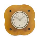 CARTIER, AN ANTIQUE AGATE, SAPPHIRE AND DIAMOND DESK CLOCK comprising polished agate accented by