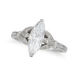 A D COLOUR INTERNALLY FLAWLESS SOLITAIRE DIAMOND RING set with a marquise cut diamond of 1.18