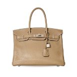 HERMÈS ETOUPE TOGO BIRKIN 30 BAG Condition grade B+.  Etoupe Togo leather exterior with contrast