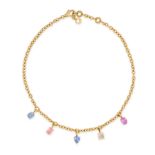 BULGARI, A FINE CEYLON NO HEAT MULTICOLOUR SAPPHIRE FRINGE NECKLACE in 18ct yellow gold,