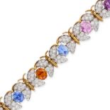 SCHLUMBERGER FOR TIFFANY & CO., AN IMPORTANT MULTICOLOUR SAPPHIRE AND DIAMOND BUTTERFLY BRACELET