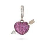 NO RESERVE - THEO FENNELL, A PINK SAPPHIRE AND DIAMOND HEART PENDANT designed as a heart pierced by