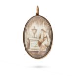 NO RESERVE - AN ANTIQUE GEORGIAN HAIRWORK DOUBLE SIDED MOURNING PENDANT, CIRCA 1789 in yellow