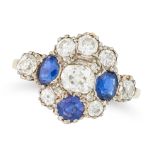 NO RESERVE - A FINE DIAMOND AND SAPPHIRE RING, CIRCA 1940 in 18ct yellow gold and platinum, set with