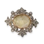 NO RESERVE - AN ANTIQUE DIAMOND BROOCH MOUNT in yellow gold and silver, the foliate style brooch set