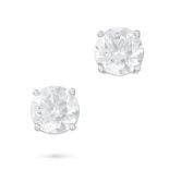 A PAIR OF DIAMOND STUD EARRINGS each set with a round brilliant cut diamond, the diamonds totalling