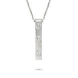 CARTIER, A GOLD LOVE PENDANT NECKLACE in 18ct white gold, the pendant punctuated by three screw head