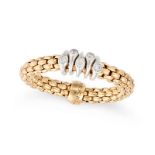 FOPE, A DIAMOND FLEX'IT RING in 18ct rose gold, comprising rows of fancy links, accented by round br