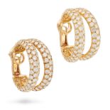 VAN CLEEF & ARPELS, A PAIR OF FINE DIAMOND HOOP EARRINGS, 1960's in yellow gold, each designed as a