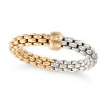 FOPE, A GOLD FLEX'IT RING in 18ct white and rose gold, comprising rows of fancy links, signed Fope,