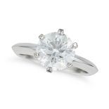 TIFFANY & CO., A 1.84 CARAT D COLOUR SOLITAIRE DIAMOND RING set with a round brilliant cut diamond o
