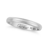 NO RESERVE - CARTIER, A PLATINUM WEDDING BAND of plain design, signed Cartier and numbered, Swiss as
