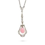 AN ANTIQUE EDWARDIAN CONCH PEARL AND DIAMOND PENDANT NECKLACE the pendant suspending a conch pear of