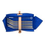 LOUIS VUITTON MONOGRAM STRAW SET Condition grade B+. Monogram coated canvas case with a Vachetta