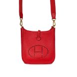 HERMÈS ROUGE DE COEUR TAURILLON CLEMENCE LEATHER MINI EVELYNE BAG Condition grade B+. Rouge De C