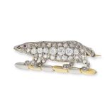 NO RESERVE - A FINE ANTIQUE HERALDIC DIAMOND AND RUBY BADGER BROOCH in silver and yellow gold, desig