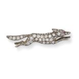 NO RESERVE - AN ANTIQUE DIAMOND AND RUBY FOX BROOCH in silver and yellow gold, designed as a fox sho