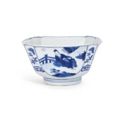 A CHINESE BLUE AND WHITE SQUARE BOWL KANGXI MARK AND PERIOD