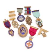 A GROUP OF SILVER-GILT AND ENAMEL MASONIC JEWELS