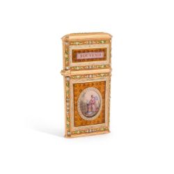 A SWISS GOLD-MOUNTED ENAMELLED CARNET DE BAL PROBABLY GENEVA, CIRCA 1780