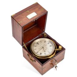 A LARGE ENGLISH MAHOGANY-CASED MARINE CHRONOMETER BY PERCY EDWARDS LTD, LONDON, 19TH CENTURY