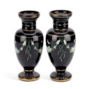 A PAIR OF BLACK OPALINE GLASS VASES 19TH CENTURY
