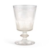 A LARGE 19TH CENTURY ENGRAVED GLASS GOBLET