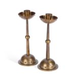 A PAIR OF ART NOUVEAU LACQUERED SILVER-PLATED CANDLESTICKS WMF (WÜRTTEMBERGISCHE METALLWARENFABRIK),