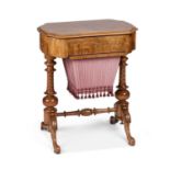 A VICTORIAN BURR WALNUT WORK TABLE CIRCA 1870