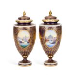 A PAIR OF ROYAL WORCESTER VASES, HARRY DAVIS