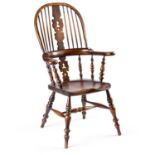 AN ASH AND ELM BROADARM WINDSOR CHAIR