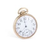 A ROLLED GOLD WALTHAM RAILROAD POCKET WATCH