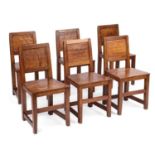 ROBERT THOMPSON OF KILBURN A SET OF SIX MOUSEMAN OAK PANEL-BACK CHAIRS